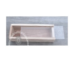 Κουτί ξύλινο με πλέξι γκλάς καπάκι μακρόστενο