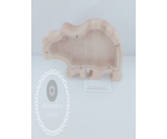 Μπομπονιέρα κουμπαράς αρκούδα - ξύλινο με πλέξι γκλάς διαφανές μπροστά, άνοιγμα επάνω