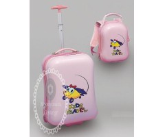 Σετ παιδική βαλίτσα με σακίδιο πλάτης μαζί σε ροζ χρώμα
