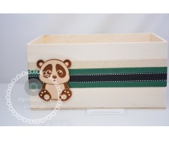 Κουτί μαρτυρικών ή κουτί κερασμάτων , με σχέδιο Πάντα Panda ζωάκι σε πράσσινες αποχρώσεις