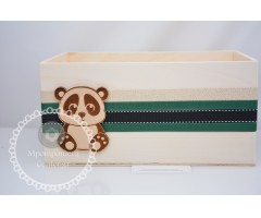 Κουτί μαρτυρικών ή κουτί κερασμάτων , με σχέδιο Πάντα Panda ζωάκι σε πράσσινες αποχρώσεις