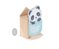Μπομπονιέρα κουμπαράς ξύλινος με σχέδιο ζωάκι Panda (πάντα)