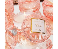 Αρωματικό κερί στρογγυλό ροζ απαλό με άρωμα Rose 50gr by Soaptales