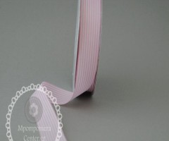 Κορδέλα ριγέ 15mm λευκό-ροζ
