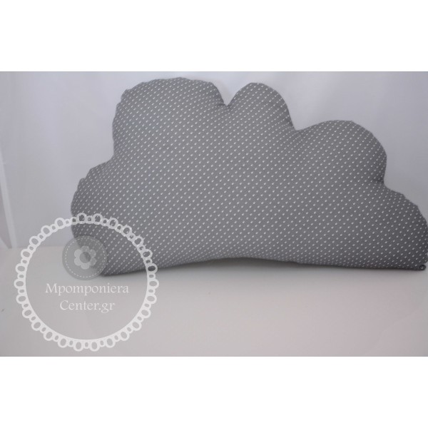 Υφασμάτινο μαξιλάρι με σχέδιο συννεφάκι - γκρί πουά