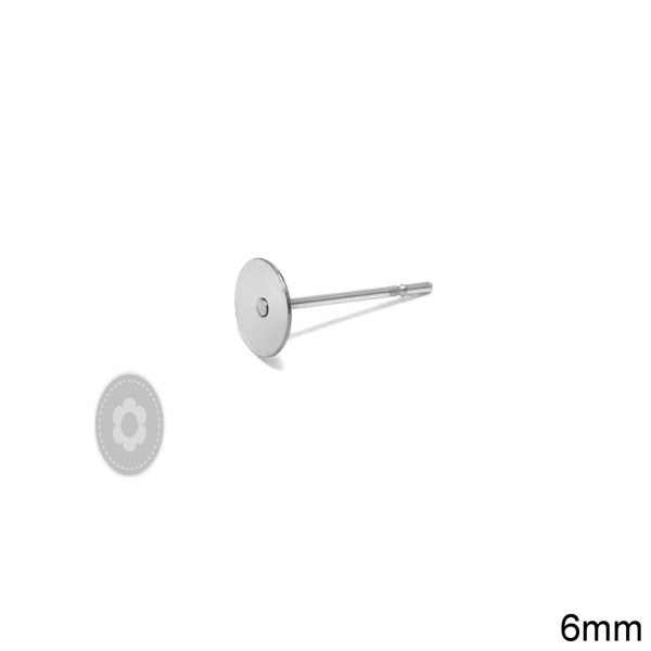 Καρφωτό σκουλαρίκι Βάση Μπρούτζινη 6mm με Καρφί Ατσάλινο με βάση επάργυρο