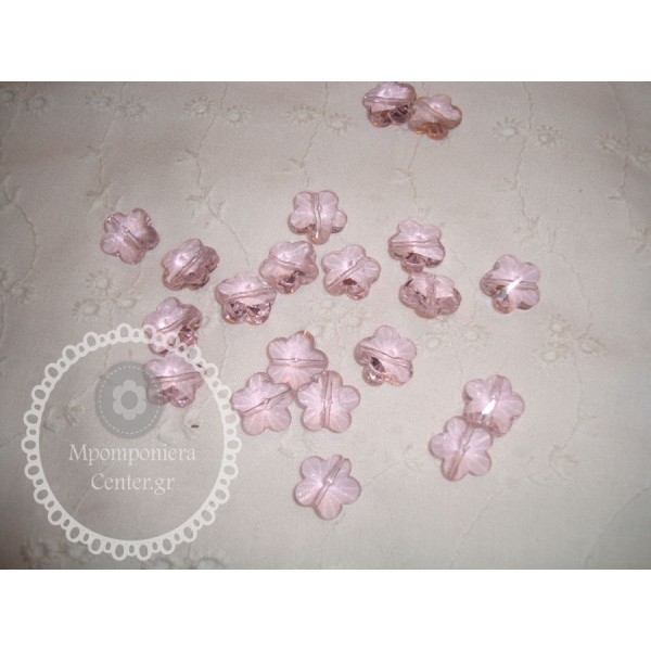 Κρυστάλλινη χάντρα λουλούδι ροζ