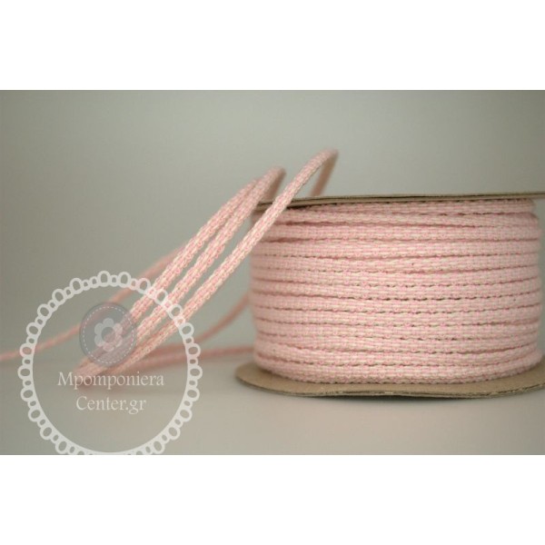 Κορδόνι ματ χρωματιστό δίχρωμο 4mm σε ροζ - λευκό