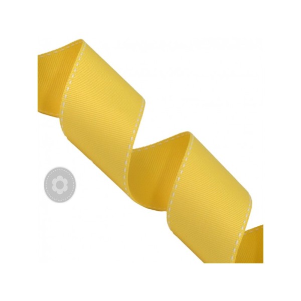 Κορδέλα γκρό με γαζί 38mm κίτρινο